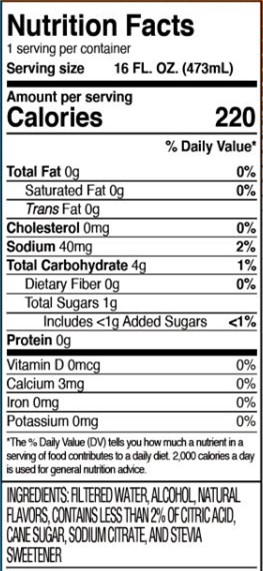 Truly Extra Nutrition Facts