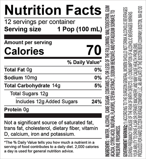 Truly Freeze Pops Nutritional Facts