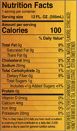 Truly Iced Tea Family Nutrition Label